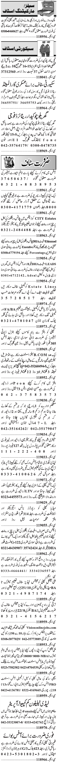 Misc. Jobs in Lahore Classified -5
