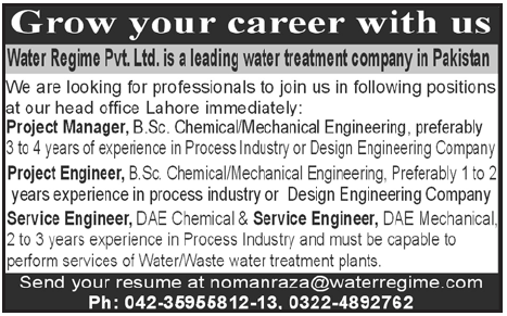 Grow Your Career With Us Water Regime Pvt. Ltd.