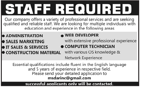 Staff Required