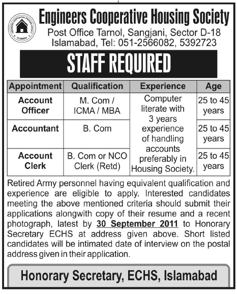 Accountants/Accounts Jobs in Engineers Coorperative Housing Society