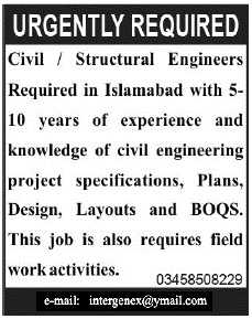 Civil/Structural Engineers Required by an Organization