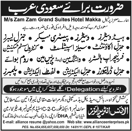Urgently Required for Saudi Arabia
