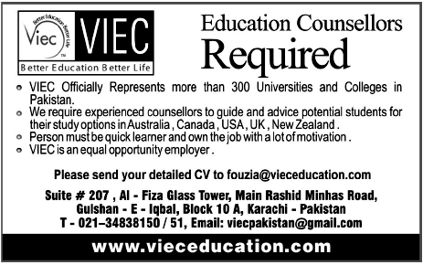 VIEC Required the Services of Education Counsellors