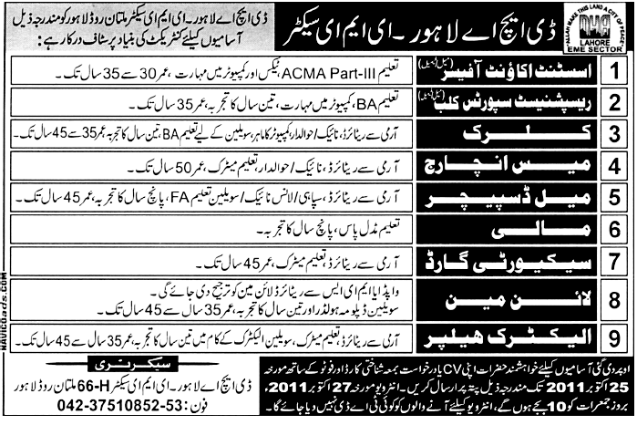DHA Lahore Required Professionals