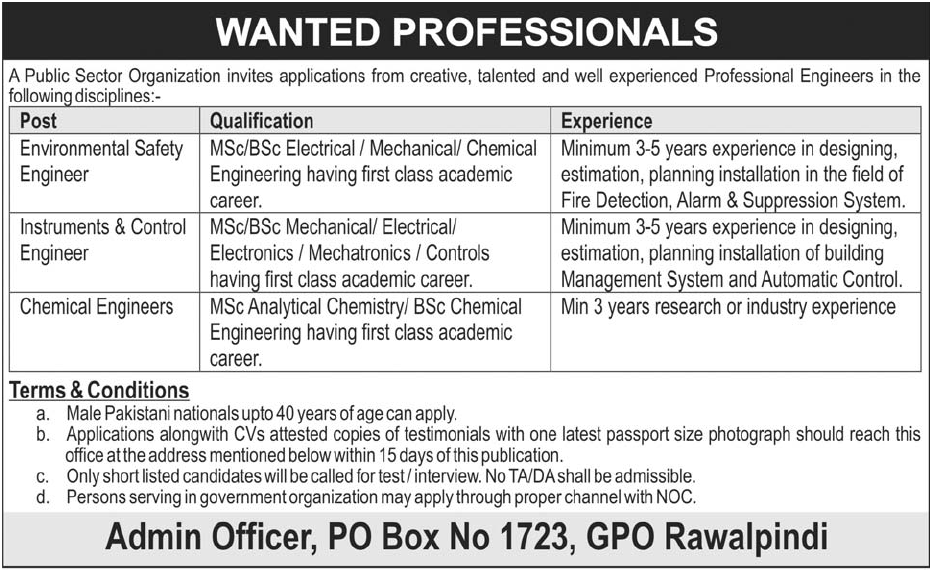 Public Sector Organization Required Professionals