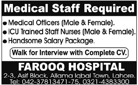Farooq Hospital Required Medical Staff