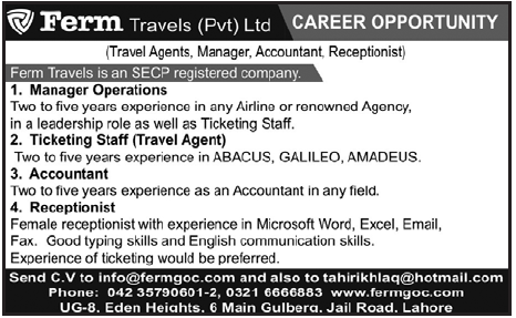Ferm Travels Pvt Ltd Career Opportunity