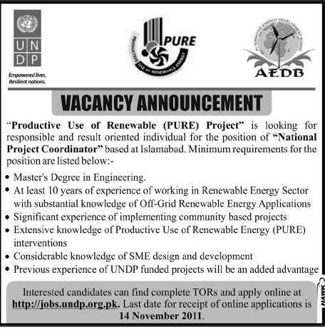 National Project Coordinator Required by PURE