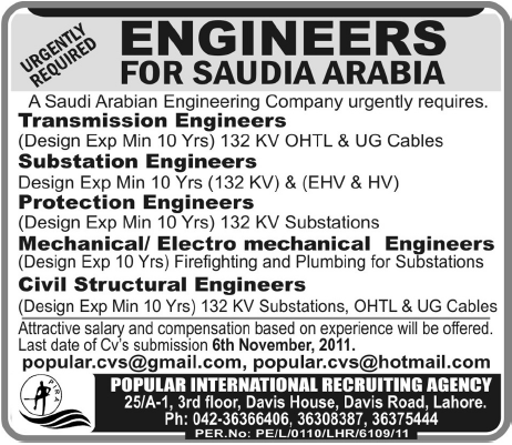 Engineers for Saudi Arabia