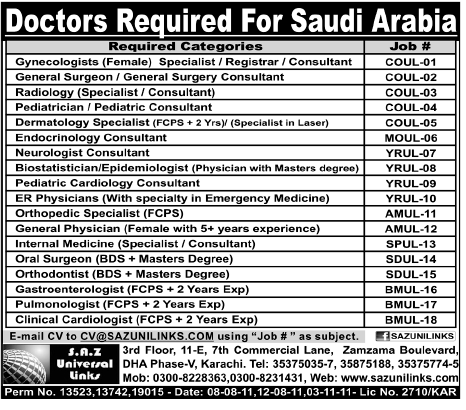 Doctors Jobs in Saudi Arabia
