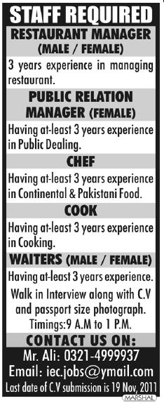 Staff Required for a Restaurant