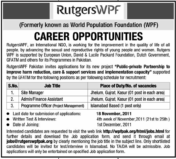 Rutgers WPF Jobs Opportunity