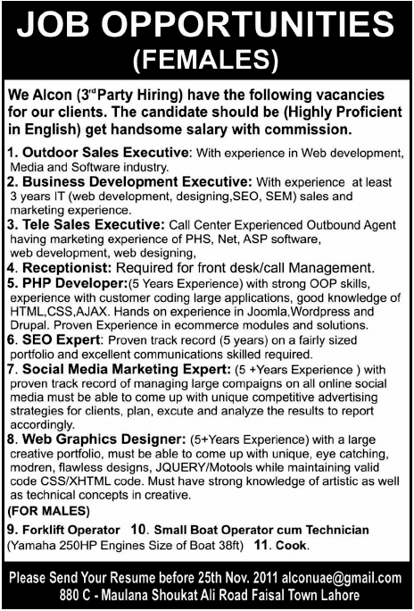 ALCON Lahore Jobs Opportunity
