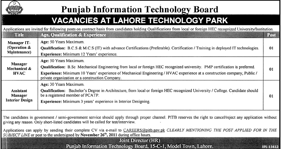 Punjab Information Technology Board Jobs Opportunity