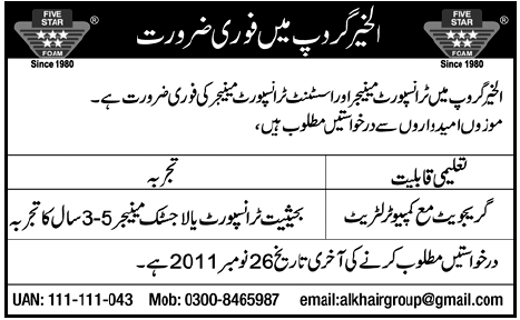 Al-Khair Group Required Managers
