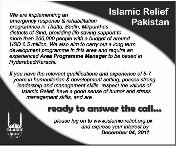 Islamic Relief Pakistan Required Area Programme Manager