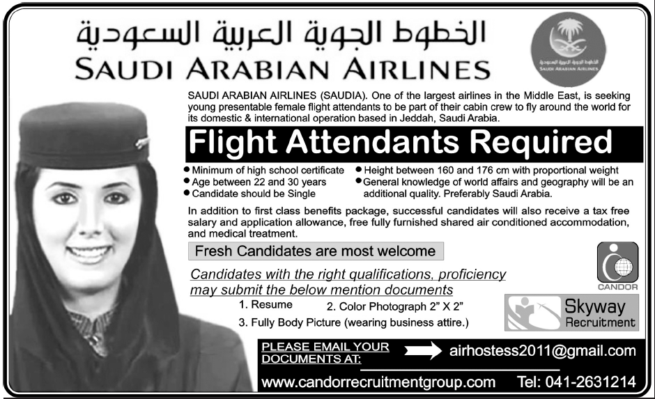 Saudi Arabian Airlines Required Female Flight Attendants