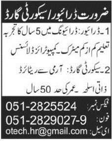 Driver and Security Guard Required in Islamabad