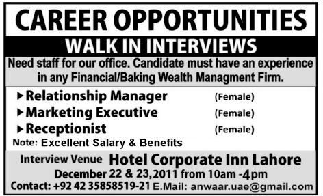 Hotel Corporate Inn Lahore Required Female Staff