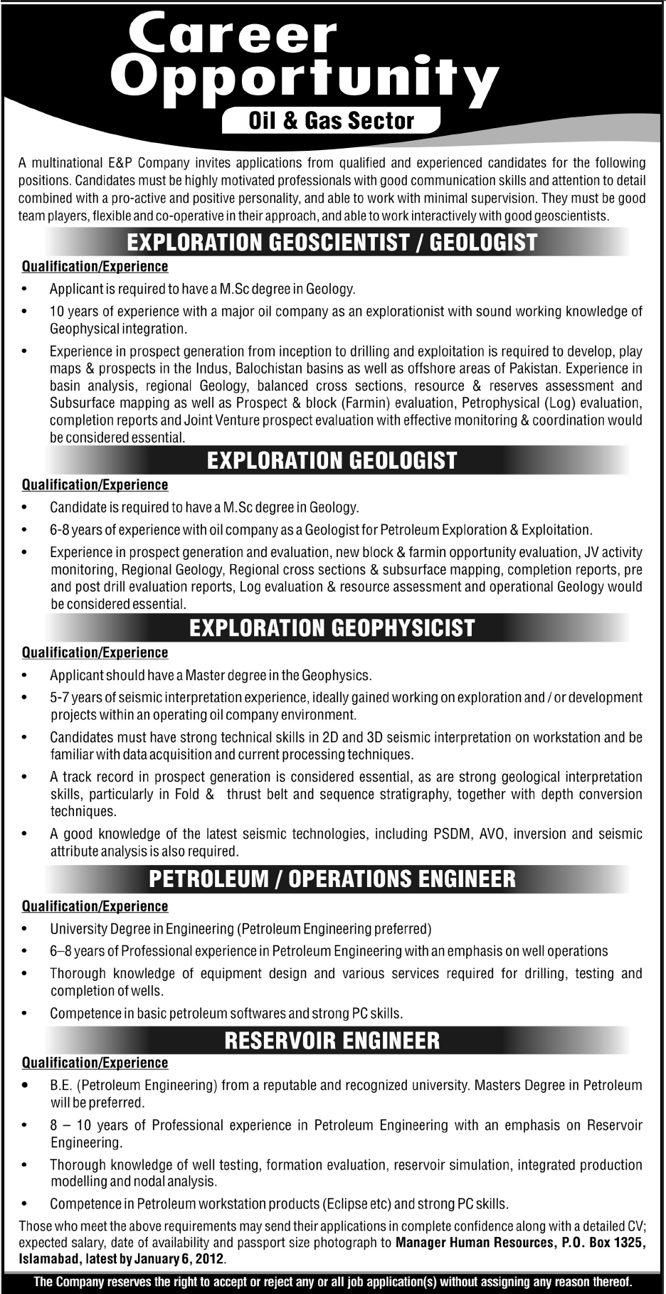 Oil and Gas Sector Company Jobs Opportunities