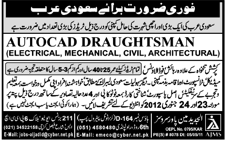Auto Draughtsman Required for Saudi Arabia