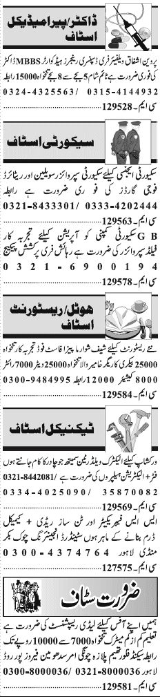 Misc. Jobs in Lahore Jang Classified 2