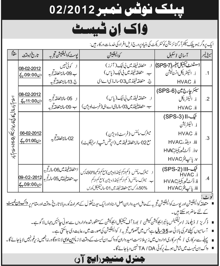 Public Sector Organization Required Staff in Islamabad