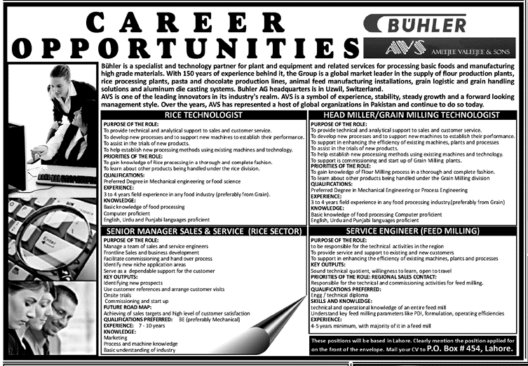 BUHLER (Ameejee Valeejee & Sons), Jobs Opportunity