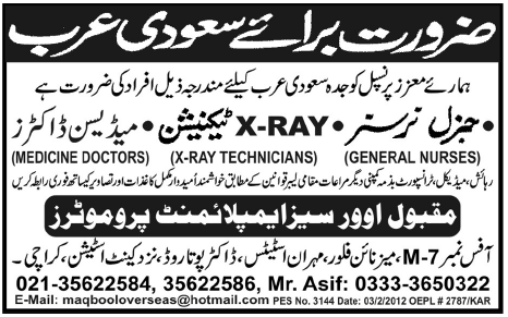 Medical Staff Required for Saudi Arabia