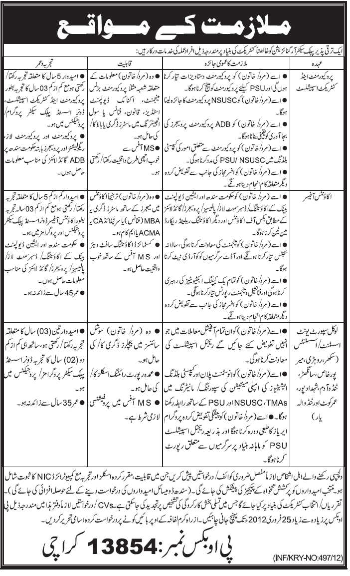 Staff Required by a Public Sector Organization in Sindh