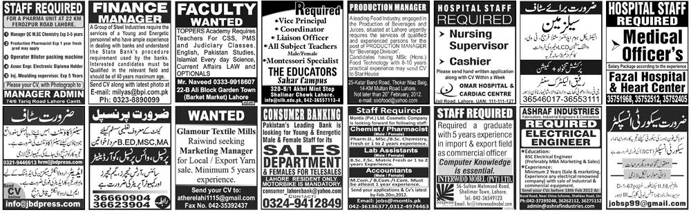 Misc. Jobs in Lahore Jang Classified 5
