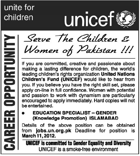 UNICEF Required Education Specialist