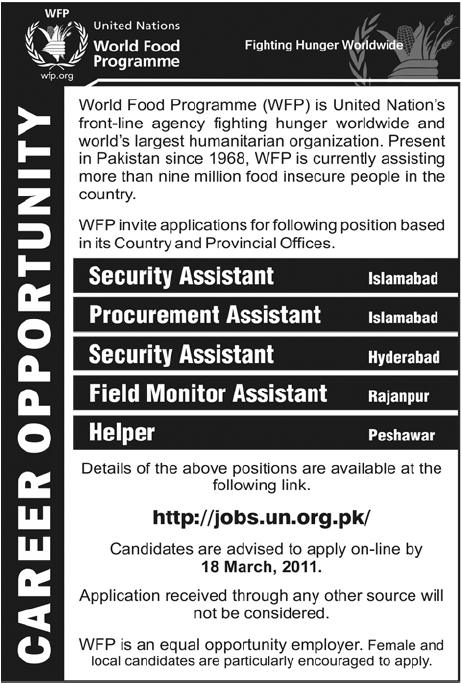 World Food Programme Jobs Opportunity