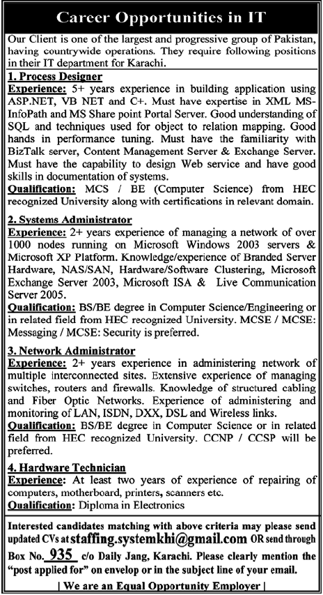 IT Professionals Jobs in Karachi