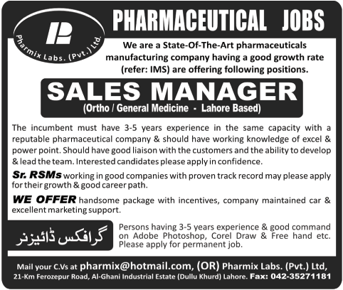 Pharmaceutical Jobs for Sales Manager