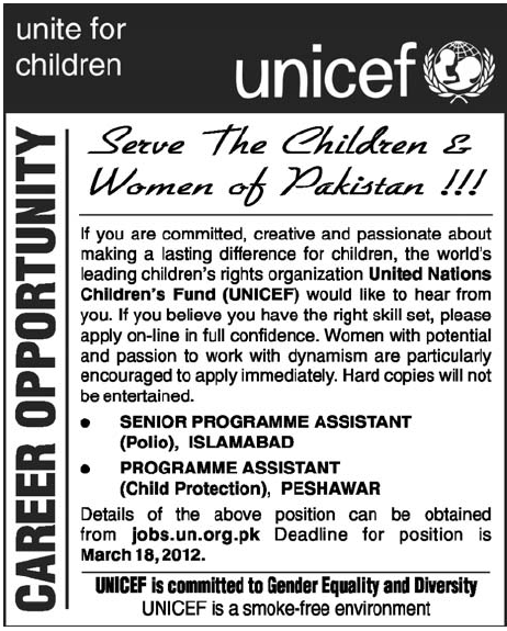 UNICEF (UN Jobs) Requires Senior Programme Assistant and Programme Assistant