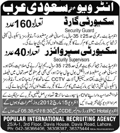 Security Guards and Security Supervisors Jobs