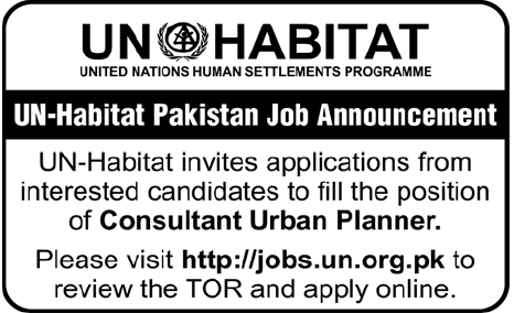 UN HABITAT (United Nations Jobs) Requires Consultant Urban Planner