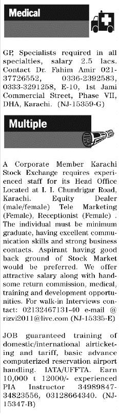 Classified Karachi Jang Misc. Jobs 9