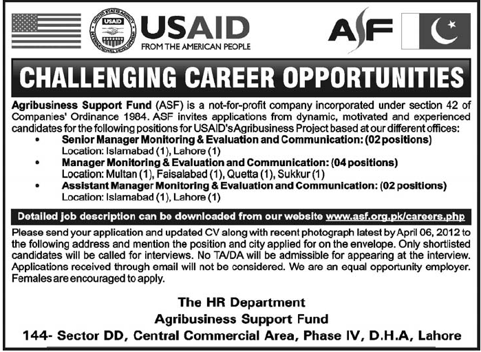USAID (Agribusiness Support Fund-ASF) Jobs