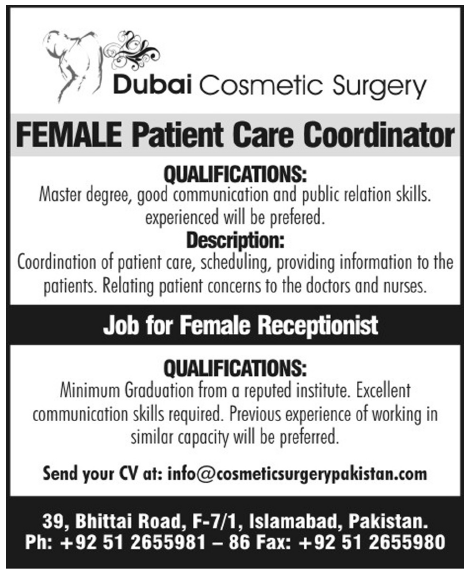 Dubai Cosmetic Surgery Requires Staff