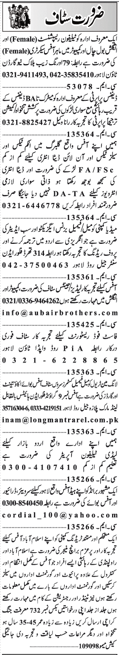 Classified Lahore Jang Misc. Jobs 5
