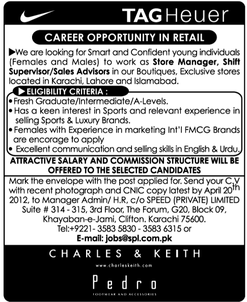 Store Manager and Shift Supervisor/Sales Advisor Jobs