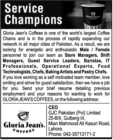 Gloria Jean's Coffees Requires Staff