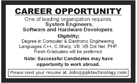 System Engineers and Software & Hardware Developers Jobs