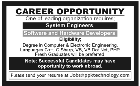 System Engineers and Software & Hardware Developers Jobs