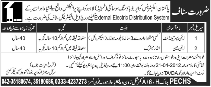 PECHS Lahore Jobs