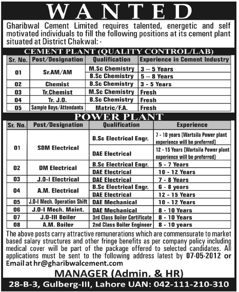 Gharibwal Cement Limited Jobs