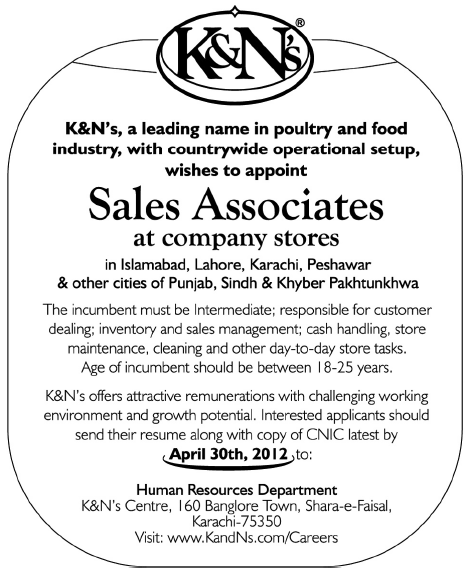 K&N's Requires Sales Associates