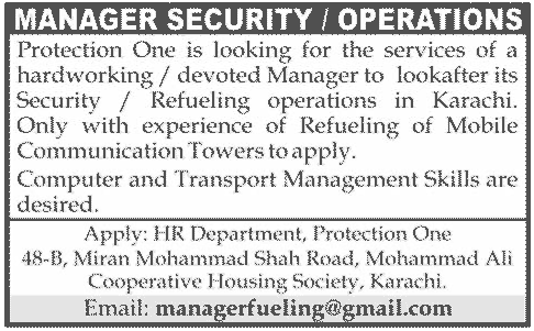 Jobs for Security/Operations Manager